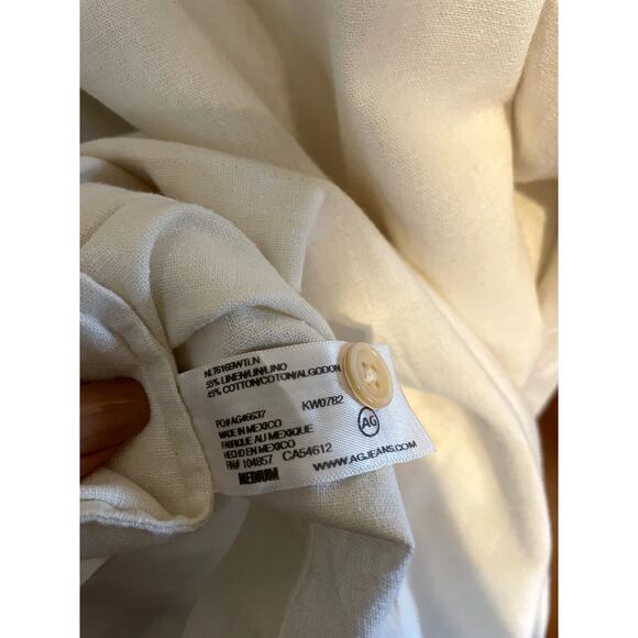 ADRIANO GOLDSCHMIED Libby Button Back Midi Dress w Pockets LINEN White Medium M - Picture 11 of 16